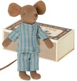 Maileg Big Brother Maus mit Pyjama in Streichholzschachtel- Maileg Big Brother Mäuse, Kleidung Und Zubehör|Puppenhaus Und Mäusehaus