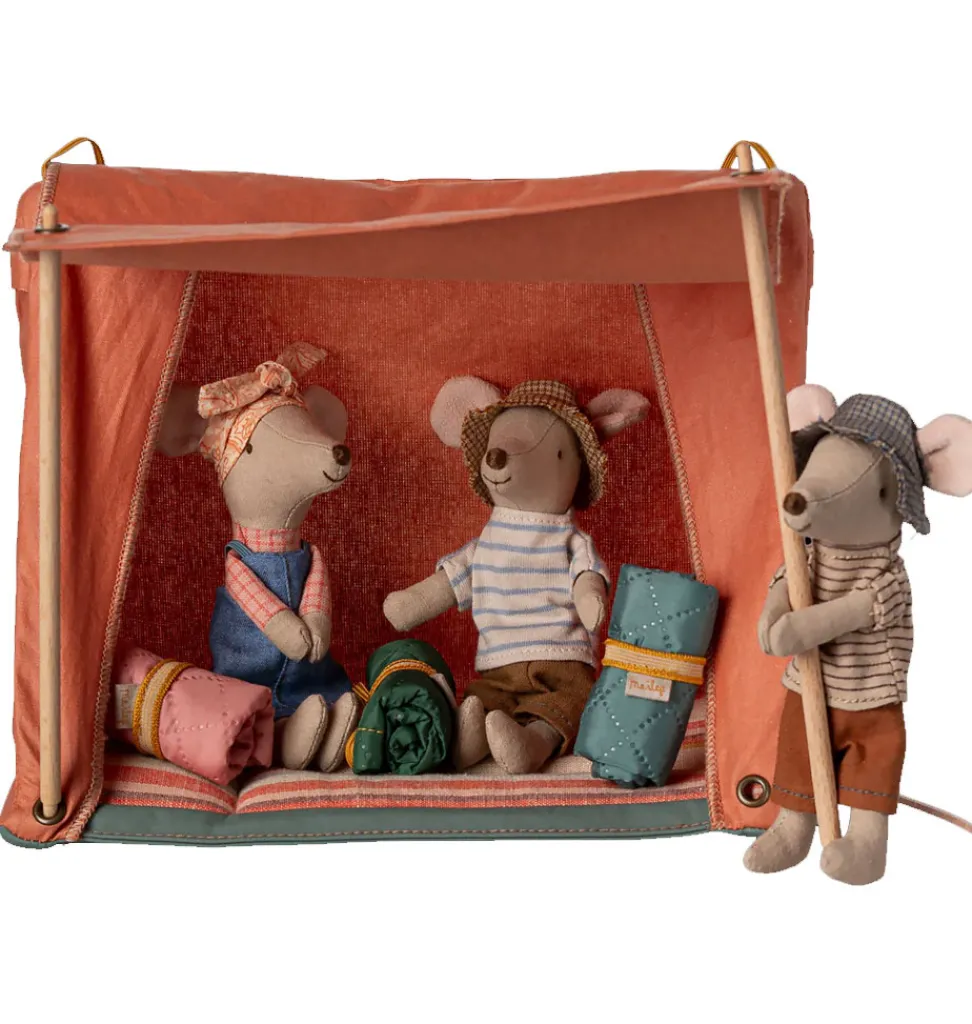 Maileg Happy Camper Zelt für die Mäuse / orange / Kollektion 2025- Puppenmöbel Und Zubehör|Puppenhaus Und Mäusehaus