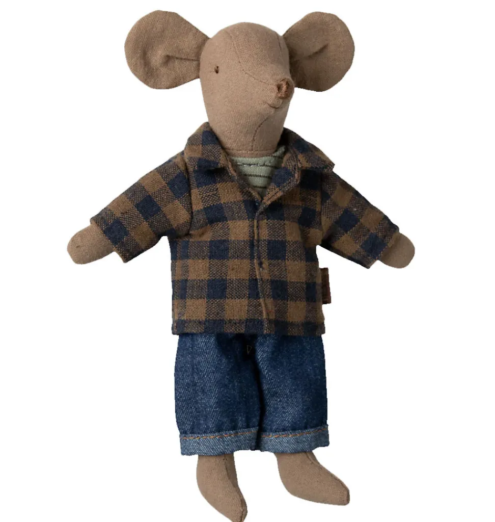 Maileg Kleidungsset Vater Maus / Kariertes Hemd und Jeans- Kleidung Für Die Maileg-mäuse|Puppenhaus Und Mäusehaus
