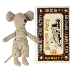 Maileg Little Brother Maus in Streichholzschachtel mit Bettwäsche- Puppenhaus Und Mäusehaus|Mädchen