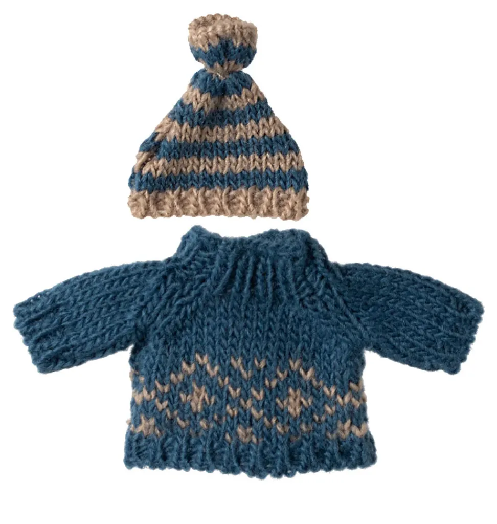 Maileg Strickpullover und Mütze für Vater Maus- Kleidung Für Die Maileg-mäuse|Puppenhaus Und Mäusehaus