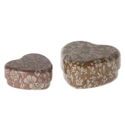 Maileg zwei Herzboxen mit Blumendruck- Mädchen|Kuscheltiere < 15 Euro