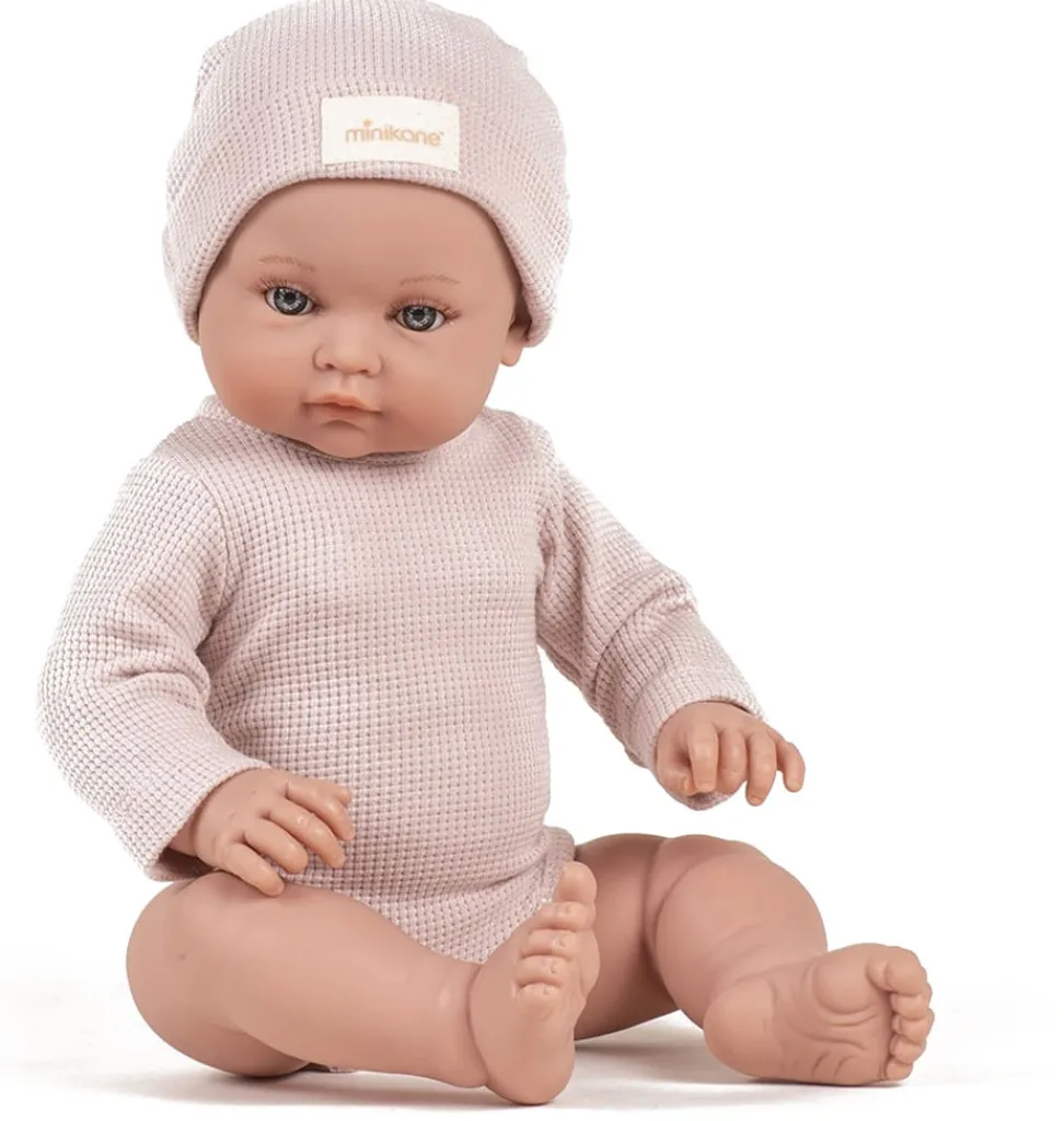 Minikane Bambinis – Ensemble mit langen Ärmeln, Andréa et bonnet und nid d'abeille pétale- Minikane Collection Les Bambinis.|Puppenunterwäsche