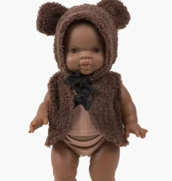 Minikane Ensemble Bonnet Orso et Gilet Bouclette Chocolat für Gordi Poppen- Gordi Puppenkleidung|Minikane Puppen, Möbel Und Accessoires