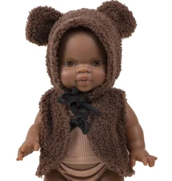 Minikane Ensemble Bonnet Orso et Gilet Bouclette Chocolat für Gordi Poppen- Gordi Puppenkleidung|Minikane Puppen, Möbel Und Accessoires