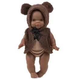 Minikane Ensemble Bonnet Orso et Gilet Bouclette Chocolat für Gordi Poppen- Gordi Puppenkleidung|Minikane Puppen, Möbel Und Accessoires